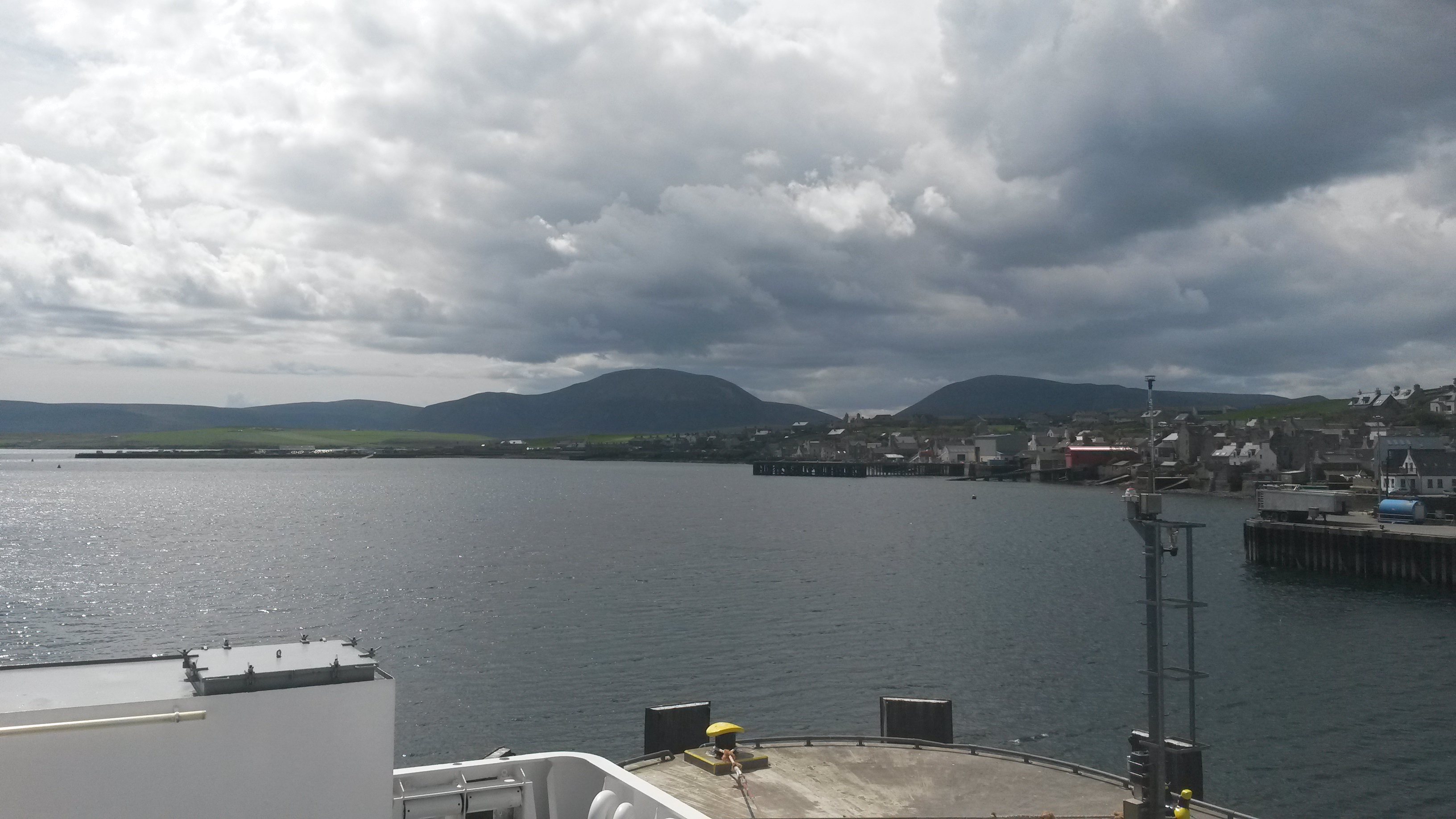 The hills of Hoy viewed from the deck of the Hamnavoe as it was leaving Stromness